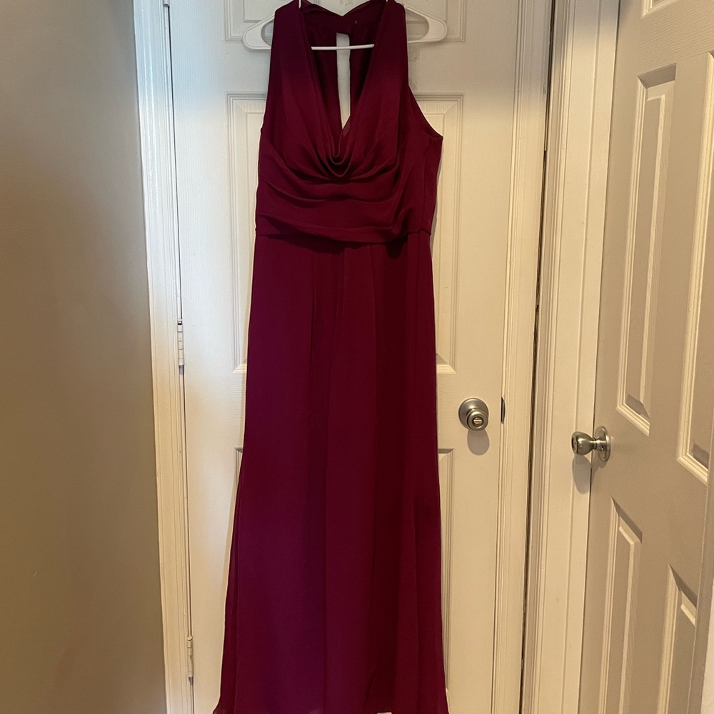 Long Chiffon Dress with Front Cowl Neckline